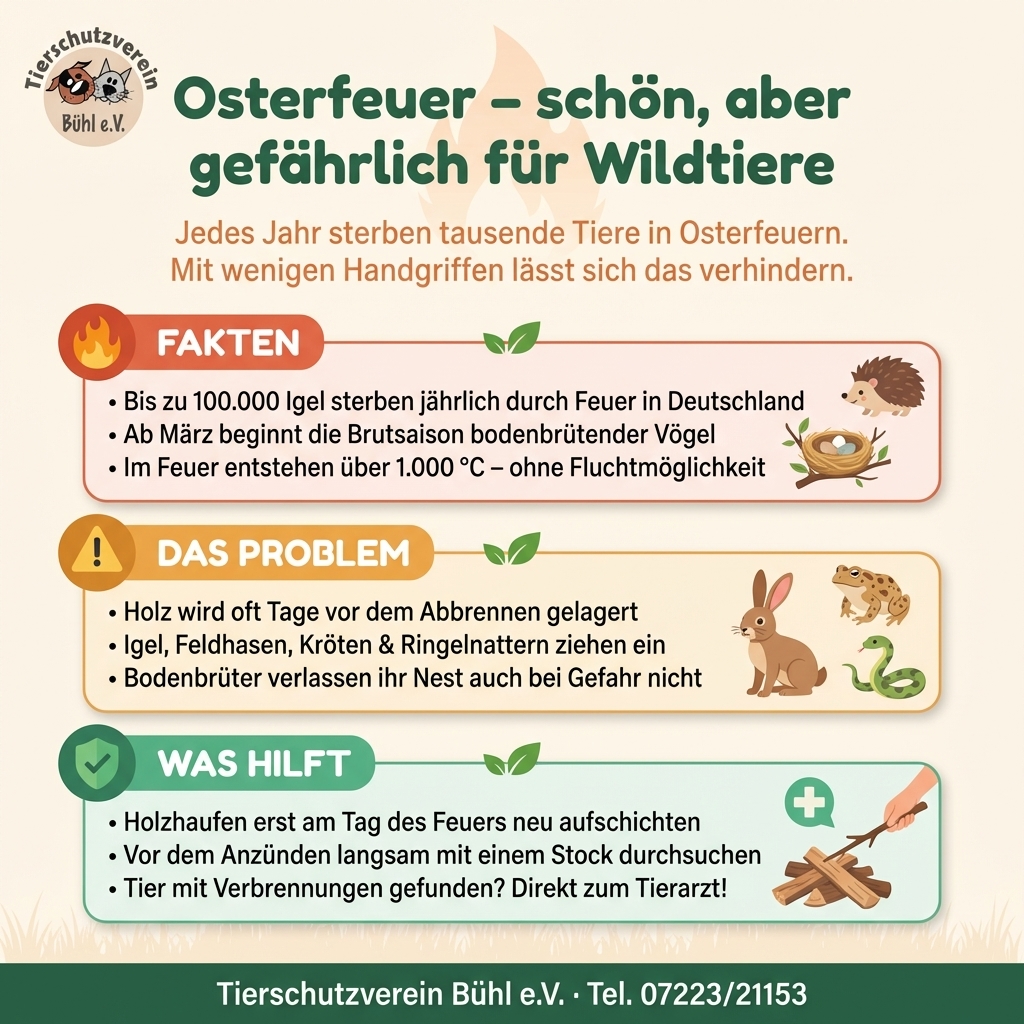 Osterfeuer – schön, aber gefährlich für Wildtiere